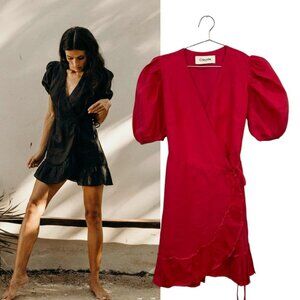 Claude Tulum Emilia Tie Wrap Dress Short Linen One Size